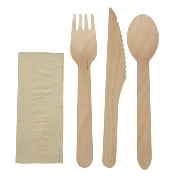 eGreen 4in1 Birch Wood Meal Service Pack Kraft Paper Wrapped (Pack 250)