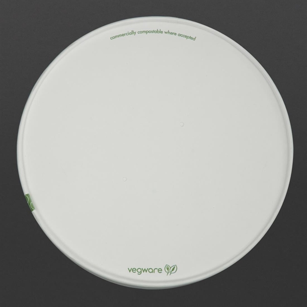 1000 Couvercles Compostables PLA Vegware VL90D - 90mm - Pour Pots Soupe 177ml - Écologiques