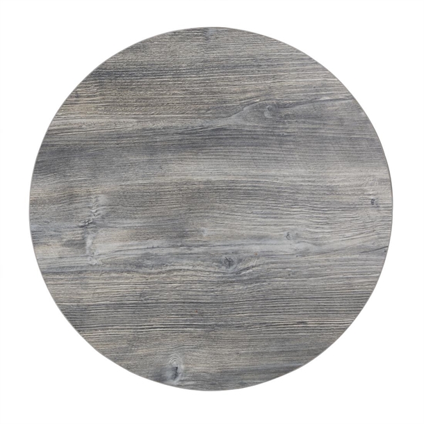 Bolero Pre-Drilled Round Melamine Table Top Ash Grey - 600mm