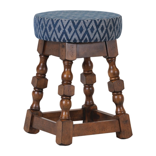 Classic Low Stool in Vintage with Blue Diamond Seat (Pack 2) (Direct)