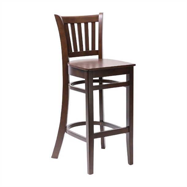 Manhattan Bar Chair with Wooden Seat In Dark Walnut (B2B)