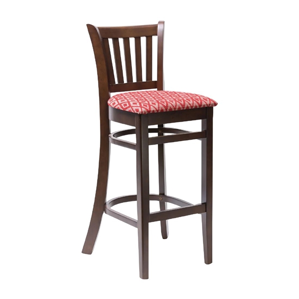 Manhattan Bar Chair In Dark Walnut with Seat Red Diamond (B2B)
