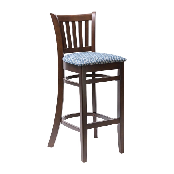 Manhattan Bar Chair In Dark Walnut with Seat Blue Diamond (Direct)
