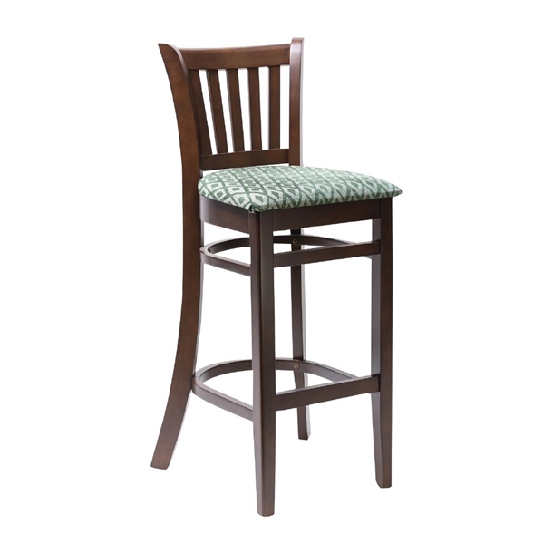 Manhattan Bar Chair In Dark Walnut with Seat Green Diamond (Direct)