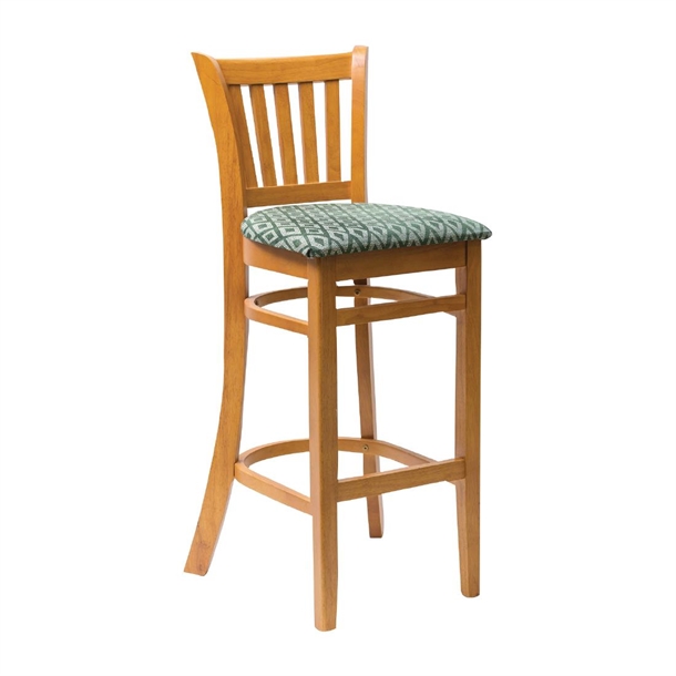 Manhattan Bar Chair In Soft Oak with Seat Green Diamond (Direct)