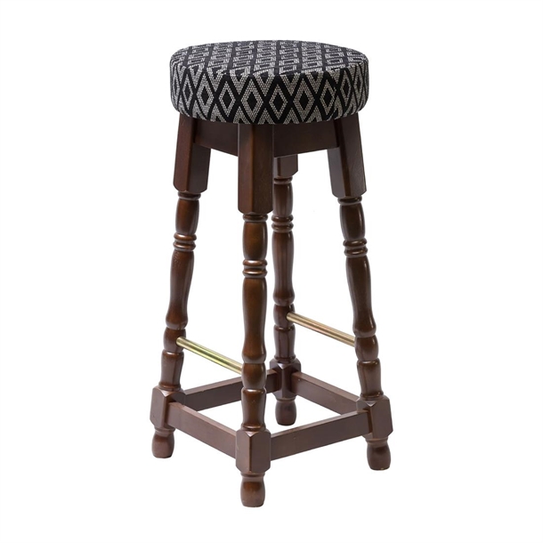 Classic High Bar Stool In Dark Wood with Black Diamond Seat (Pack 2) (Direct)