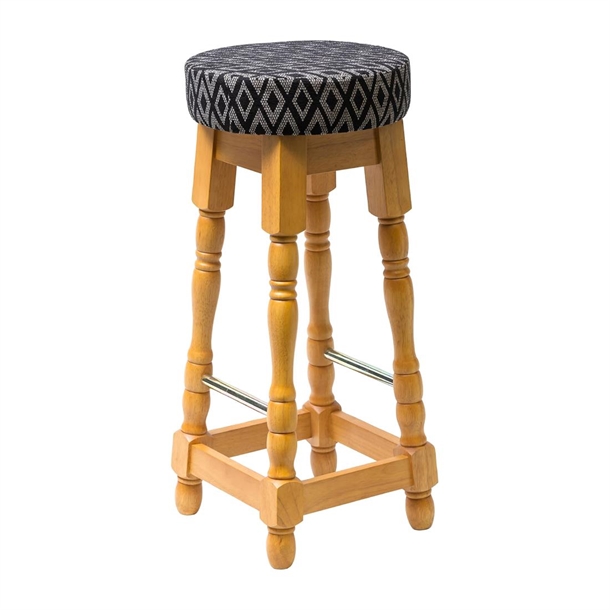 Classic High Bar Stool In Soft Oak with Black Diamond Seat (Pack 2) (B2B)