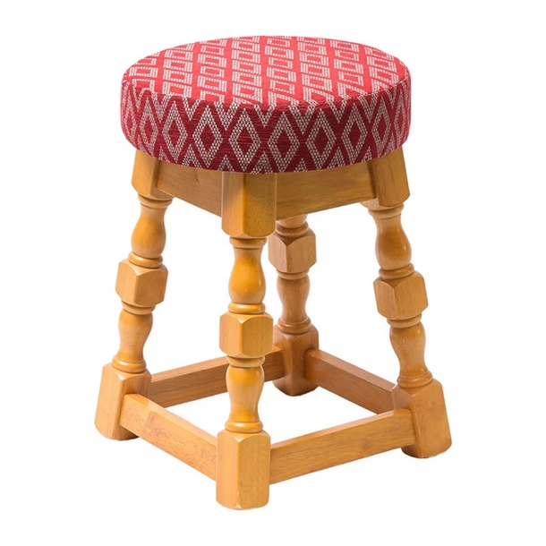 Classic Low Stool In Soft Oak with Red Diamond Seat (Pack 2) (Direct)
