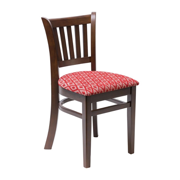 Manhattan Dining Chair In Dark Walnut with Red Diamond Seat - Pair (B2B)