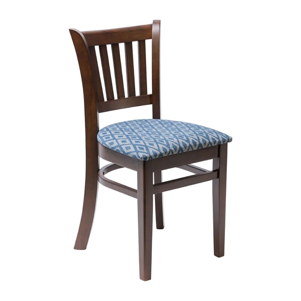 Manhattan Dining Chair In Dark Walnut with Blue Diamond Seat - Pair (B2B)