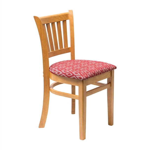 Manhattan Dining Chair In Soft Oak with Red Diamond Seat - Pair (B2B)