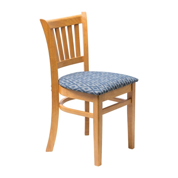 Manhattan Dining Chair In Soft Oak with Blue Diamond Seat - Pair (B2B)