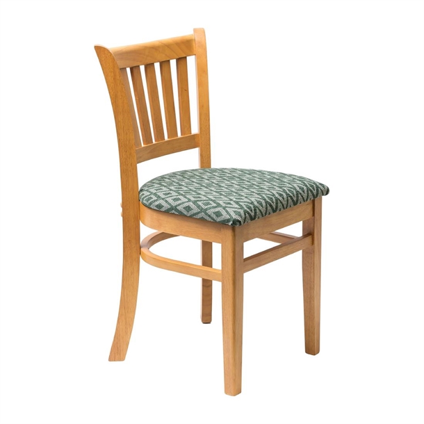 Manhattan Dining Chair In Soft Oak with Green Diamond Seat - Pair (B2B)