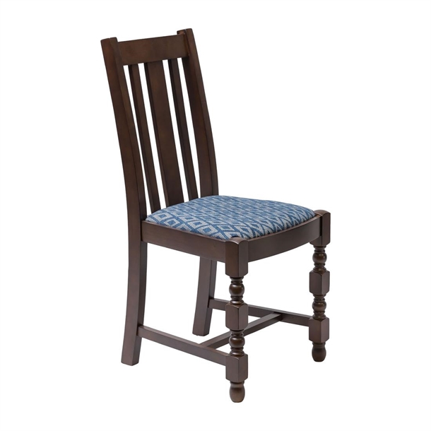 Mayfair High Back Dark Wood Dining Chair with Blue Diamond Seat(Pack 2)(Direct)