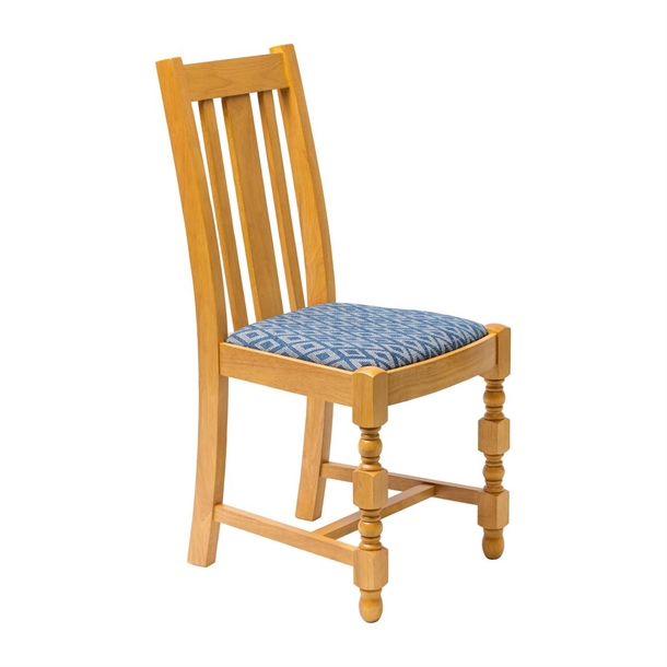 Mayfair High Back Soft Oak Dining Chair with Blue Diamond Seat (Pack 2) (Direct)