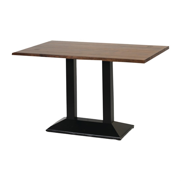 Turin Metal Base Pedestal Rectangle Table with Vintage Top - 1200x760mm (B2B)