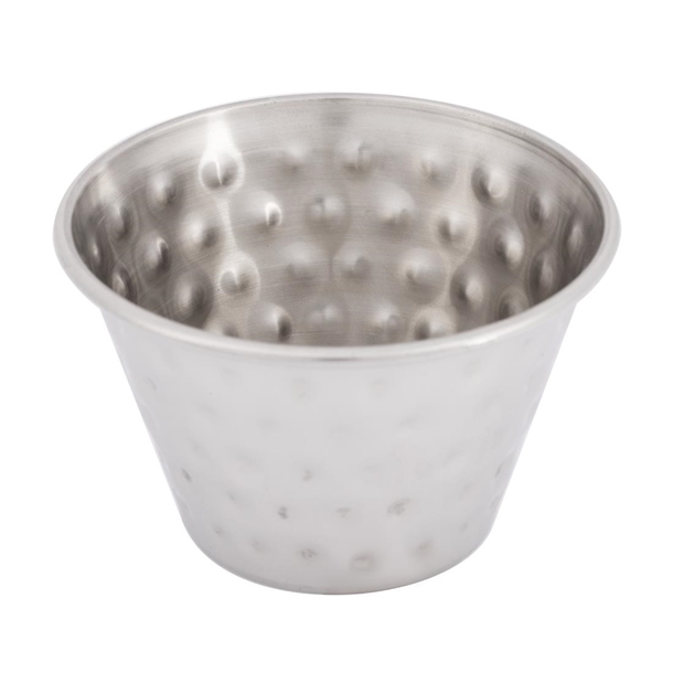 Olympia Sauce Cup Hammered St/St - 115ml 4oz (Box 12)