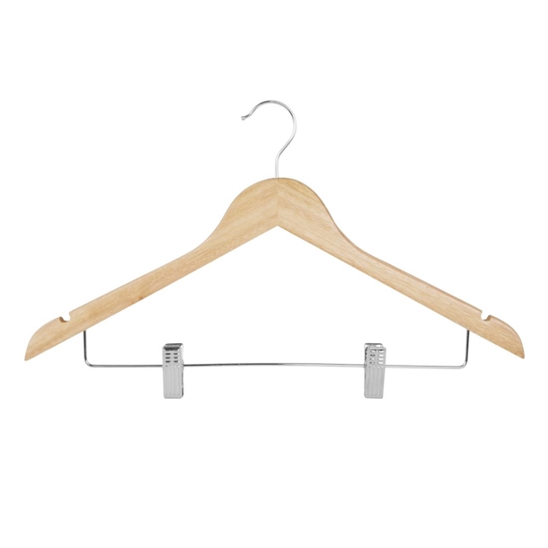 Bolero Holzkleiderbügel mit Anti-Rutsch-Klammern (10er-Pack)