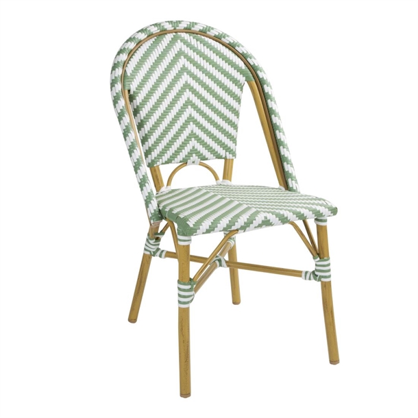 Bolero Rattan-Beistellstuhl im Pariser Stil, Hellgrün, 2 Stück