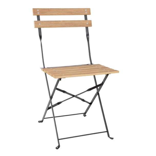 Bolero Perth Pavement Style Wood Effect Folding Chairs (Pack 2)