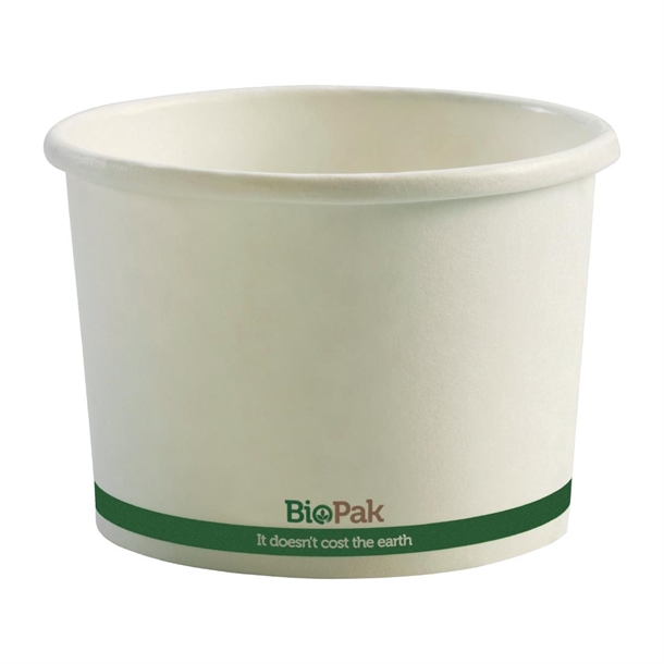 BioPak BioBowls White - 550ml 16oz (Pack 500) (B2B)