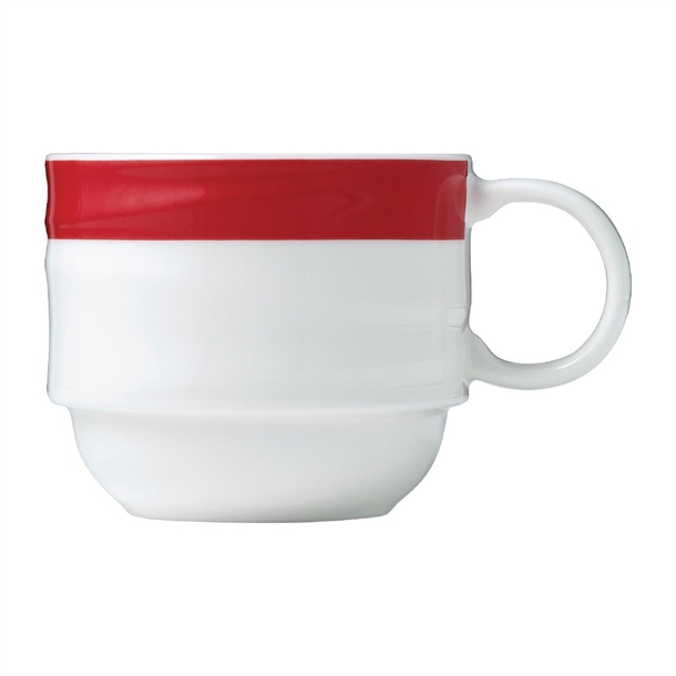Royal Porcelain Maxadura Resonate Red Band Stkbl Coffee Cup 265ml (Box 12) (B2B)