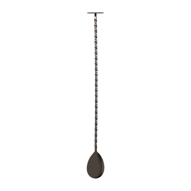 Zanzi Tail Disk Bar Spoon with Muddler Gunmetal - 300x29x25mm (B2B)