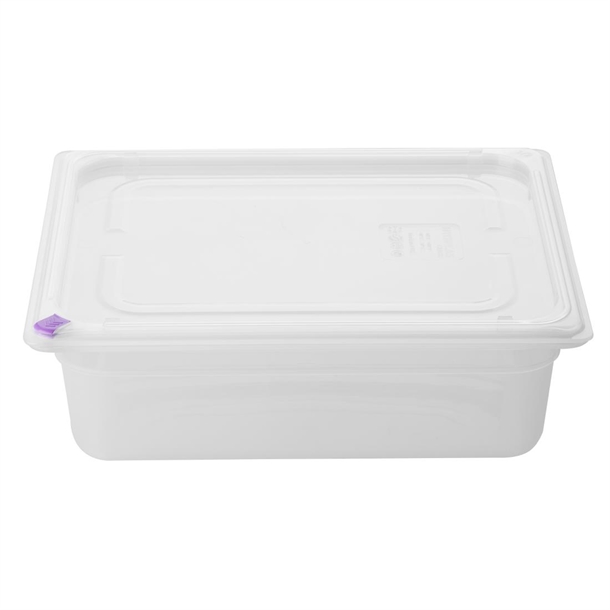 Hygiplas Click PP 1/2 GN with Lid & 7 Colour clips - 100mm 5.9 Ltr (Pack 4)