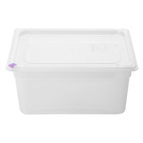 Hygiplas Click BPA free 1/2 GN with Lid & 7 Colour clips - 150mm 8.9Ltr (Pack 4)