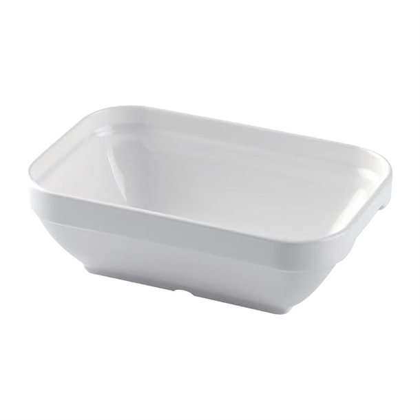 Poliware Reusable 130mm Rectangular Bowl White (Pack 18) (Direct)
