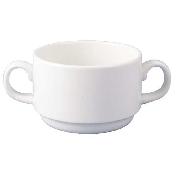 Dudson Classic White Soup Cup 2 Handled Stacking - 31cl 11oz (Box 36)