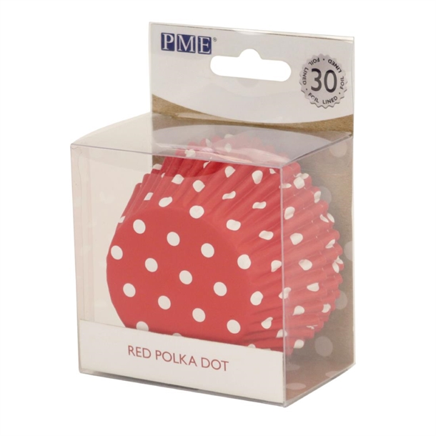 PME Red Polka Dot Standard Baking Cases (Pack30)