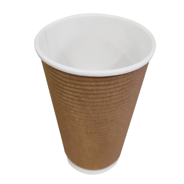 Fiesta Recyclable Takeaway Coffee Cups Ripple Wall Kraft 450ml (Pack of ...