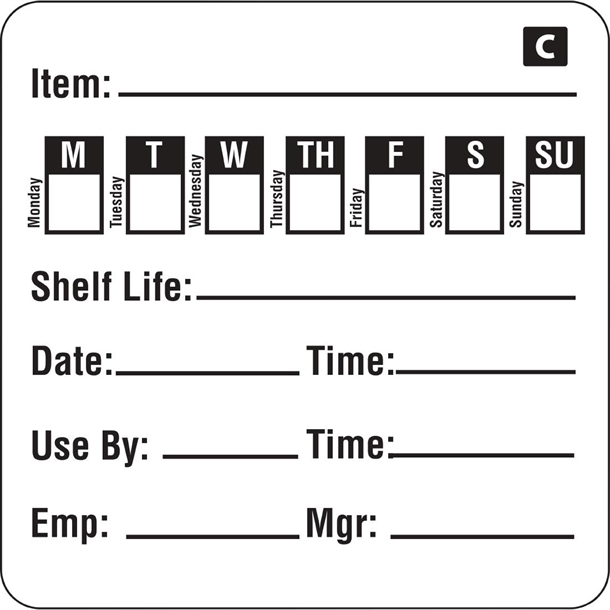 Hygiplas Freezable Food Prep Label - 50x50mm 2x2'' (Roll 500)