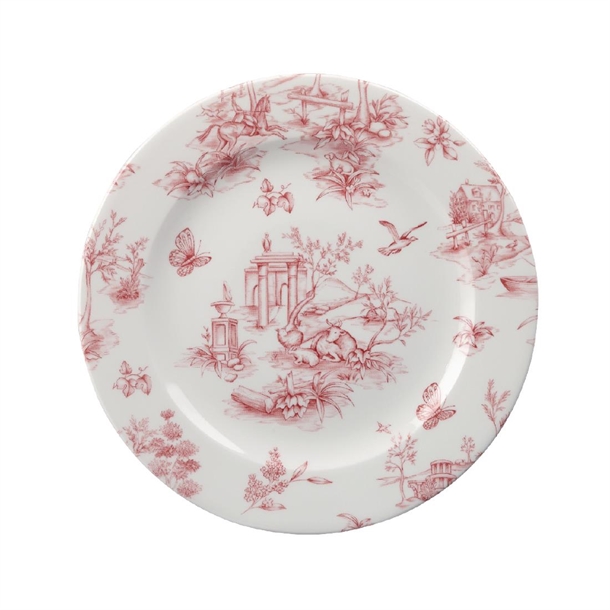 Churchill Toile Cranberry Profile Plate 8" Box 6