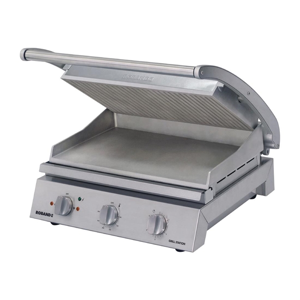 Roband 8 Slice Grill Station Ribbed Top Plate & Smooth Bottom 2990watt (B2B)