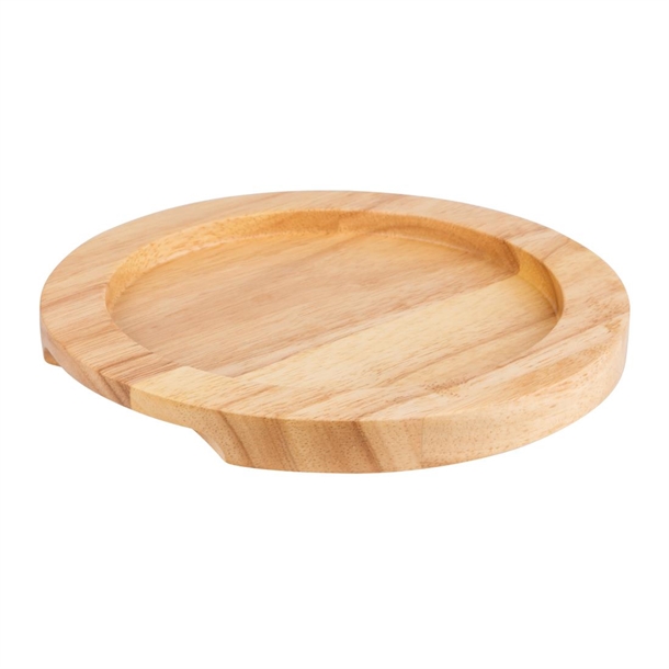 Support en bois clair pour plat rond en fonte avec oreilles GJ554 Olympia