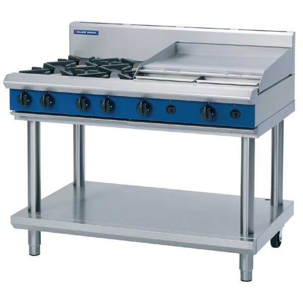 Blue Seal Evolution Cooktop 4 Open/ 1 Griddle Burner on Stand LPG (B2B)