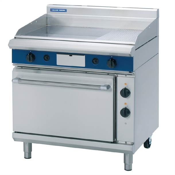 Blue Seal Evolution Chrome 1/3 Ribbed Griddle LPG Elec Static Oven 900mm(B2B)