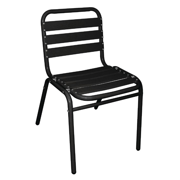 Chaises bistro en aluminium Bolero noires (lot de 4)