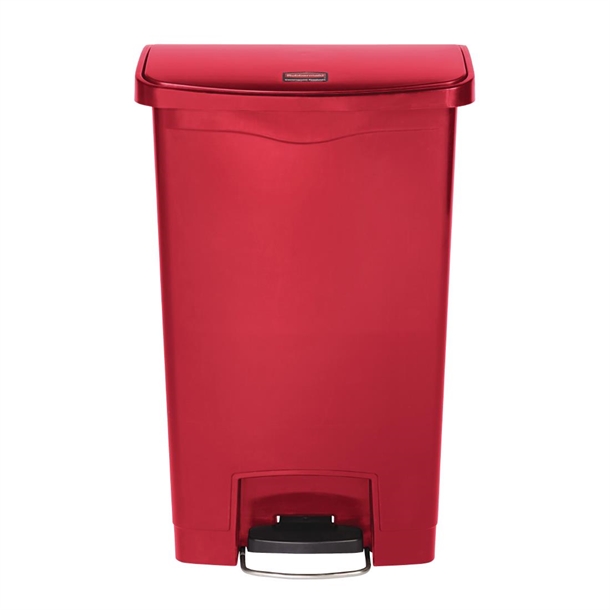 Rubbermaid Slim Jim Tret-Abfalleimer mit Frontpedal Rot 50L