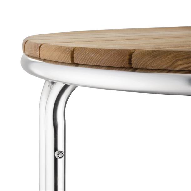Bolero Klapptisch Rund – 60 Cm Durchmesser, Aus Eschenholz & Aluminium, Für Terrasse & Balkon