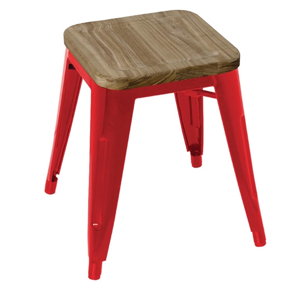 bolero-red-steel-bistro-low-stools-with-wooden-seatpad-pack-of-4
