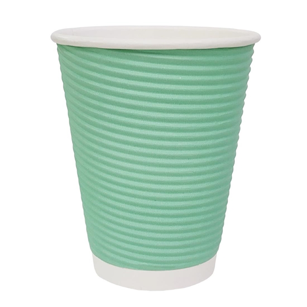 Fiesta Recyclable Hot Cup Ripple Wall Aqua 12oz (Box 500)