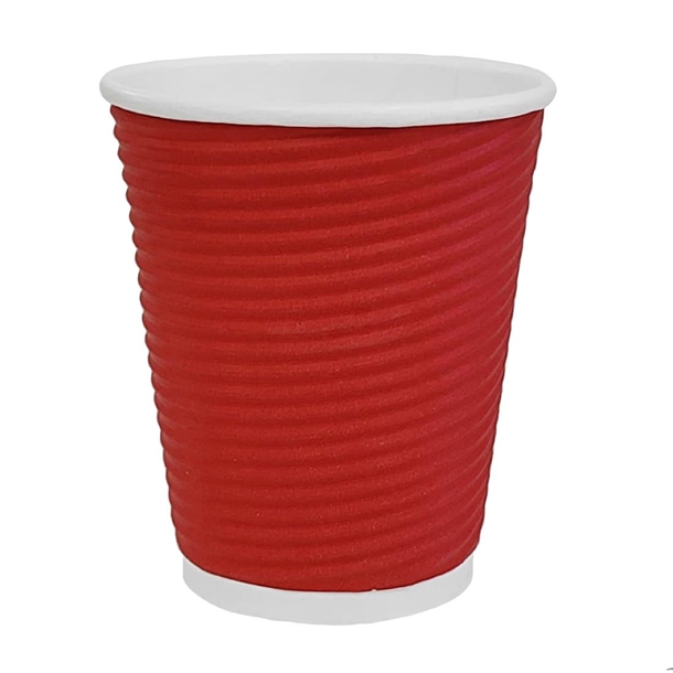 Fiesta Recyclable Hot Cup Ripple Wall Red 225ml (Box 500)
