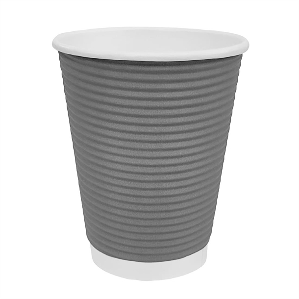 Fiesta Recyclable Hot Cup Ripple Wall Charcoal 225ml (Sleeve 25)