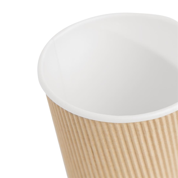 Fiesta Recyclable Coffee Cups Ripple Wall Kraft 340ml / 12oz (Pack of ...