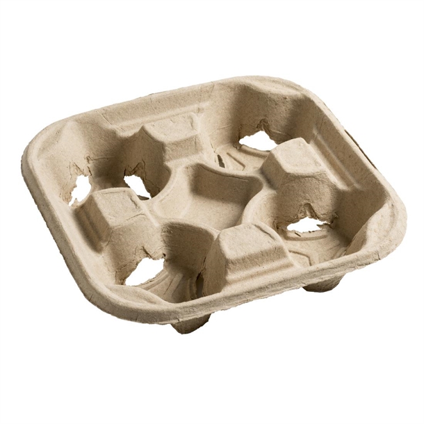 Moulded Pulp Fibre 4 Cup Carrier (Pack 180)