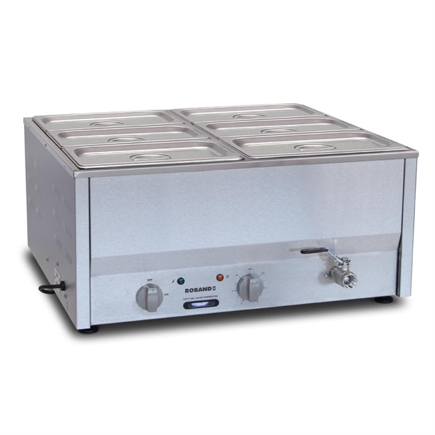 Roband Counter Top Bain Marie c/w 6 x 1/3 size 150mm pan & Lid (B2B)