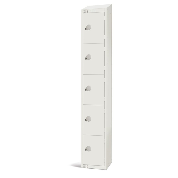 elite-five-door-electronic-combination-locker-with-sloping-top-white